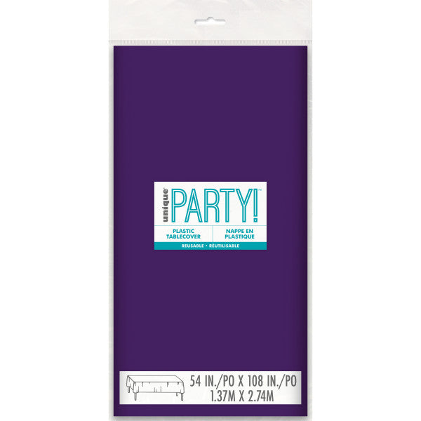 Deep Purple Solid Rectangular Plastic Table Cover - 54" x 108"