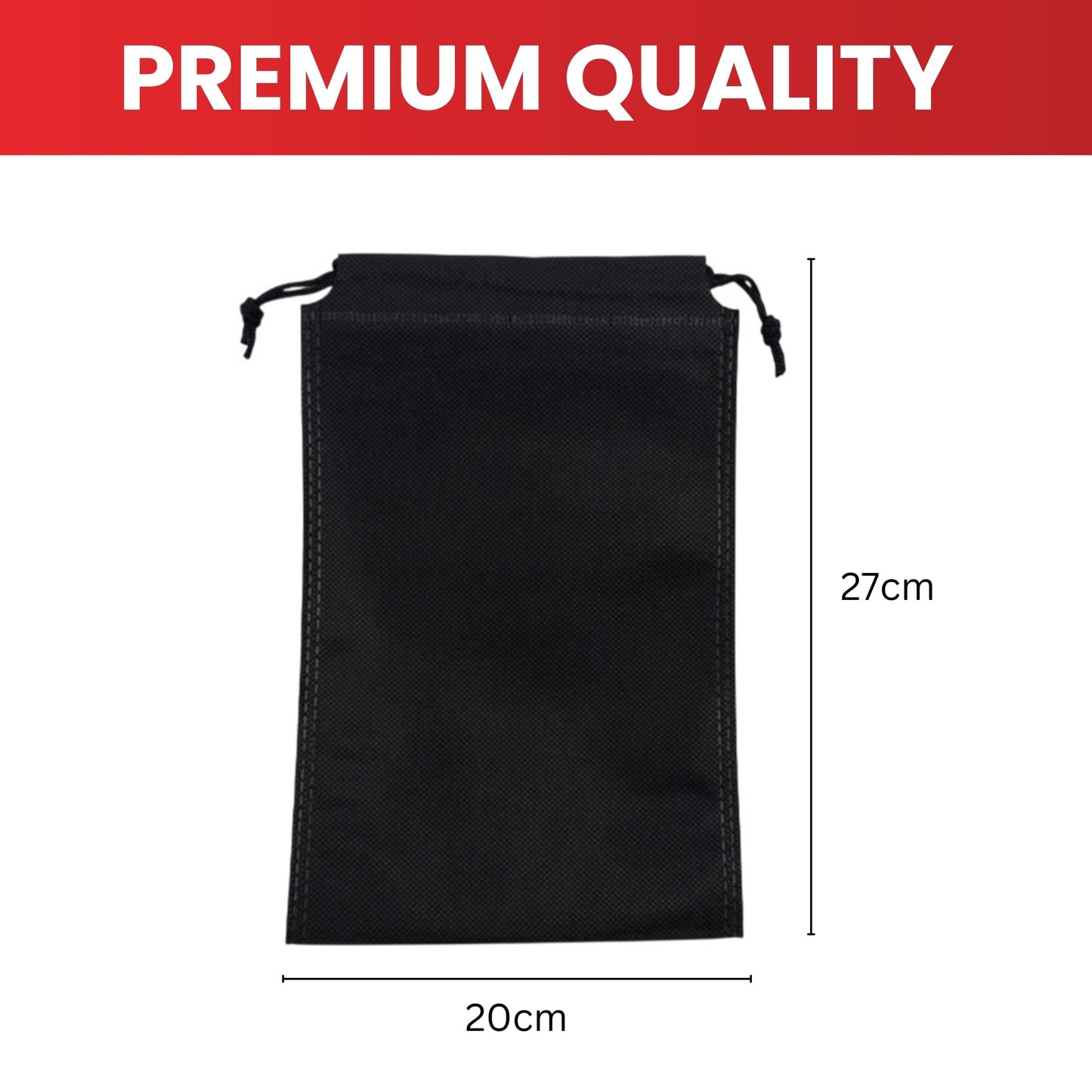 Pack of 100 Red Coloured 27x20cm Non-Woven Drawstring Bags