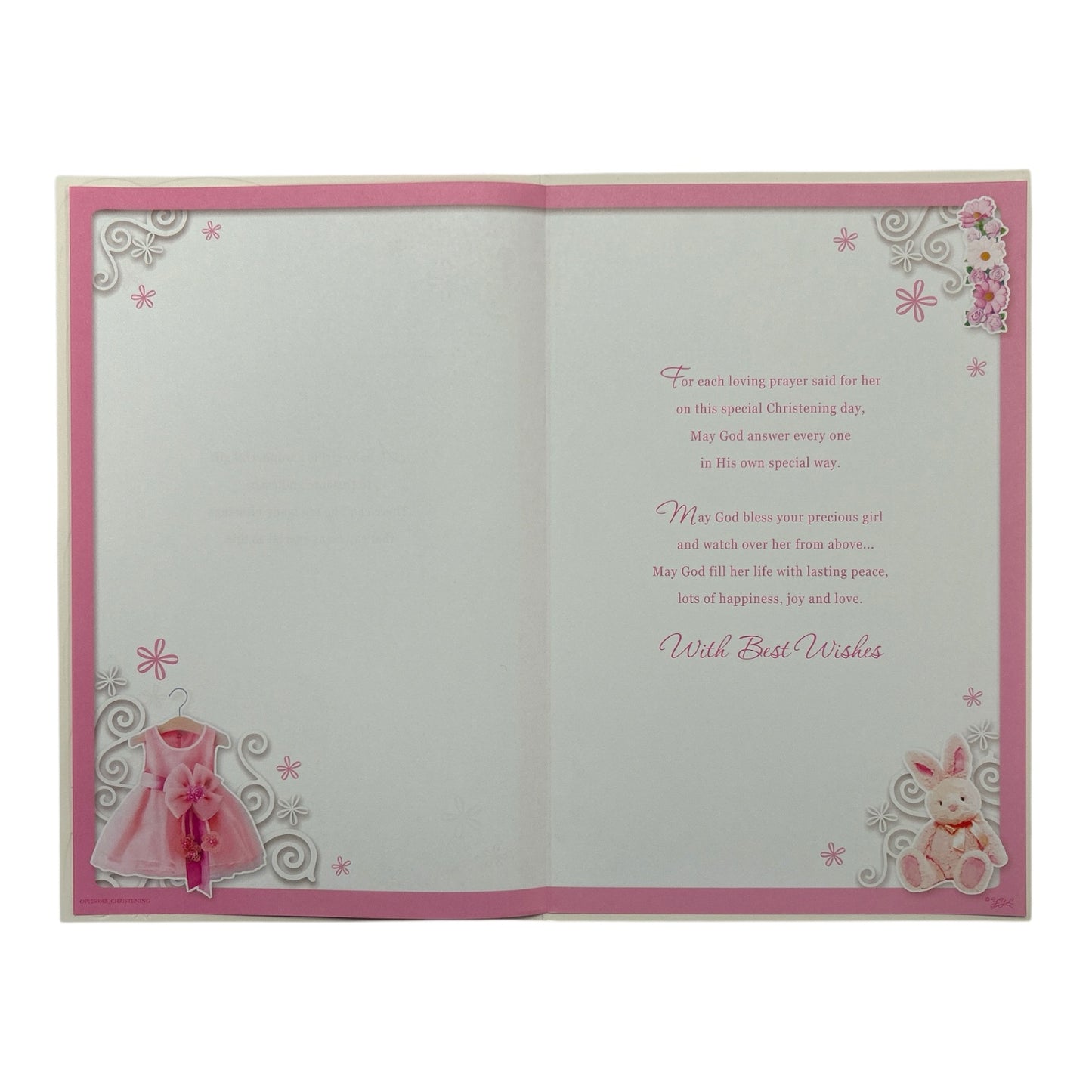 Pink Dress and Shoes Design Baby Girl Christening Day Opacity Card