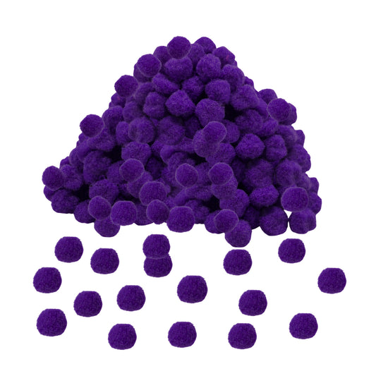 Pack of 250 Purple Pom Poms 1.5cm – Soft Fluffy Craft Balls