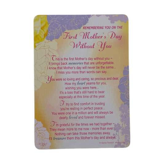 Remembering You On The First Mother's Day Keepsake Graveside Card 