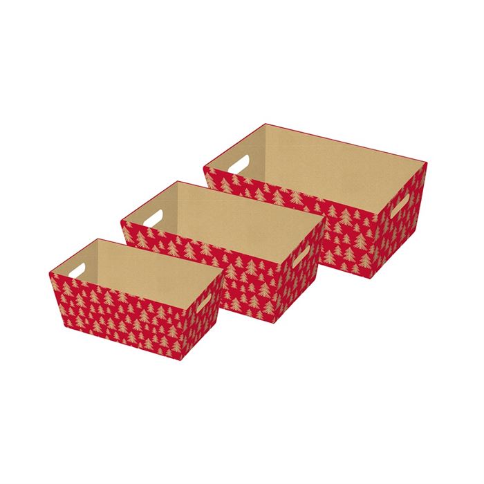 3 Pieces Hamper Tray Christmas Tree Kraft