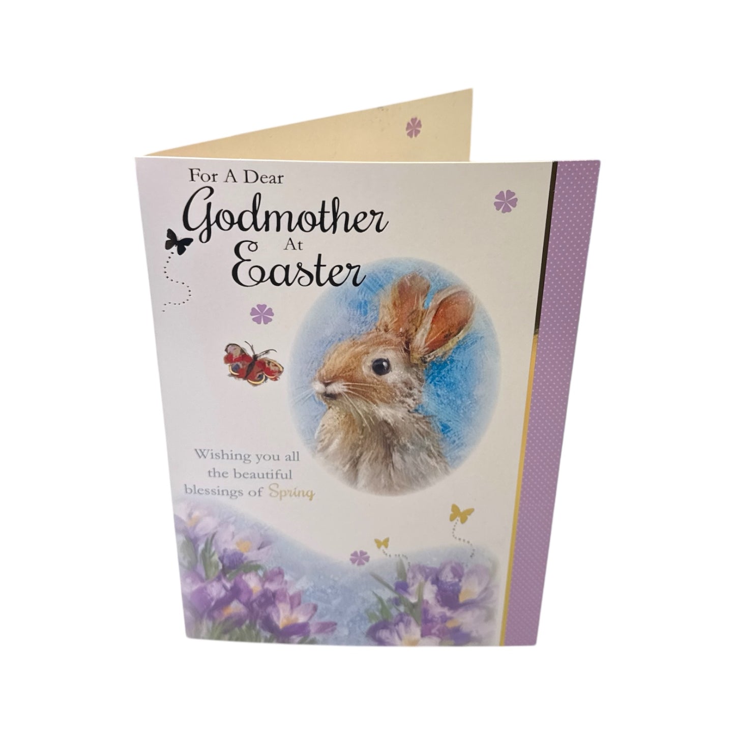 For A Dear Godmother Cute Rabbit Floral Design Easter Card