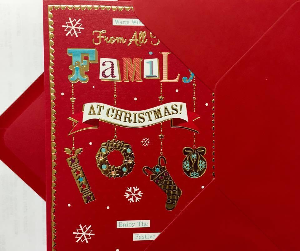 FROM ALL THE FAMILY - AT CHRISTMAS NICE VERSE GOLD FOIL CARD