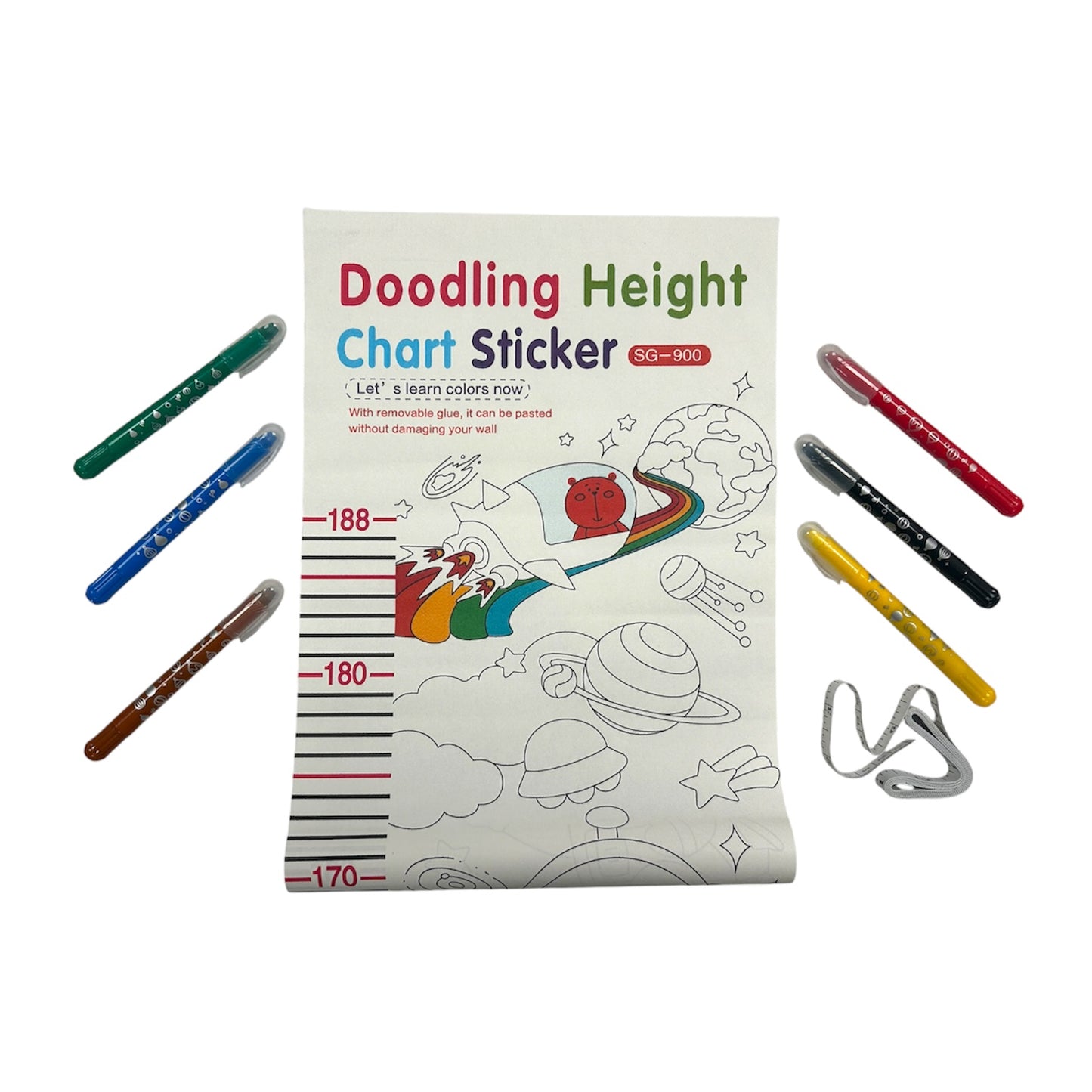 Doodling Height Chart Sticker with Removable Glue
