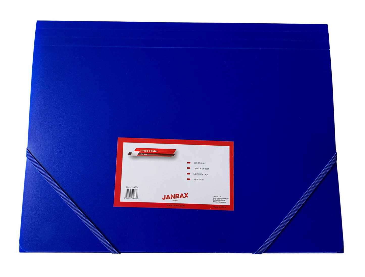 Pack of 12 A4 Blue 3 Flap Folders with Elasticated Closure