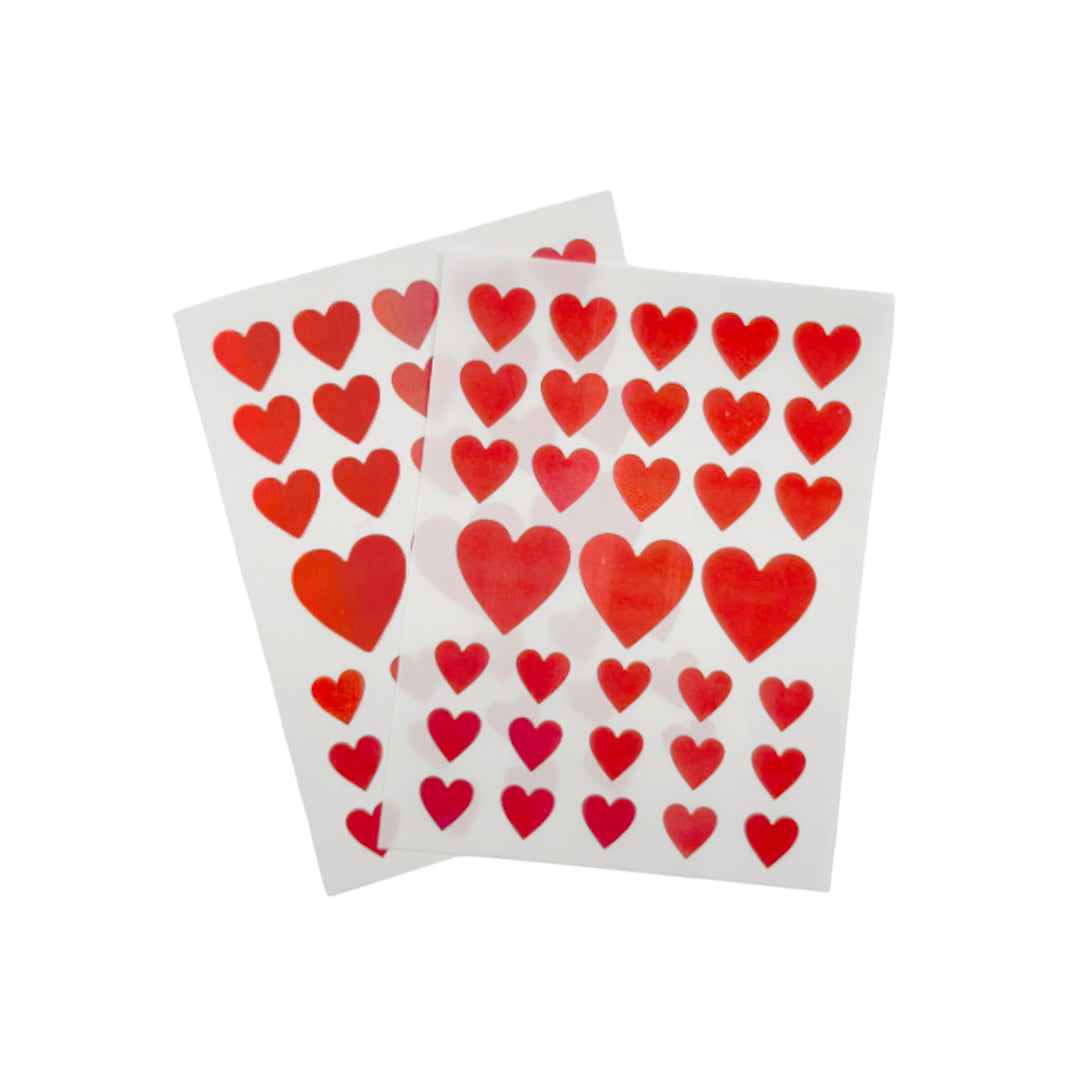 Pack of 792 Red Assorted Size Holographic Hearts Self-Adhesive Labels