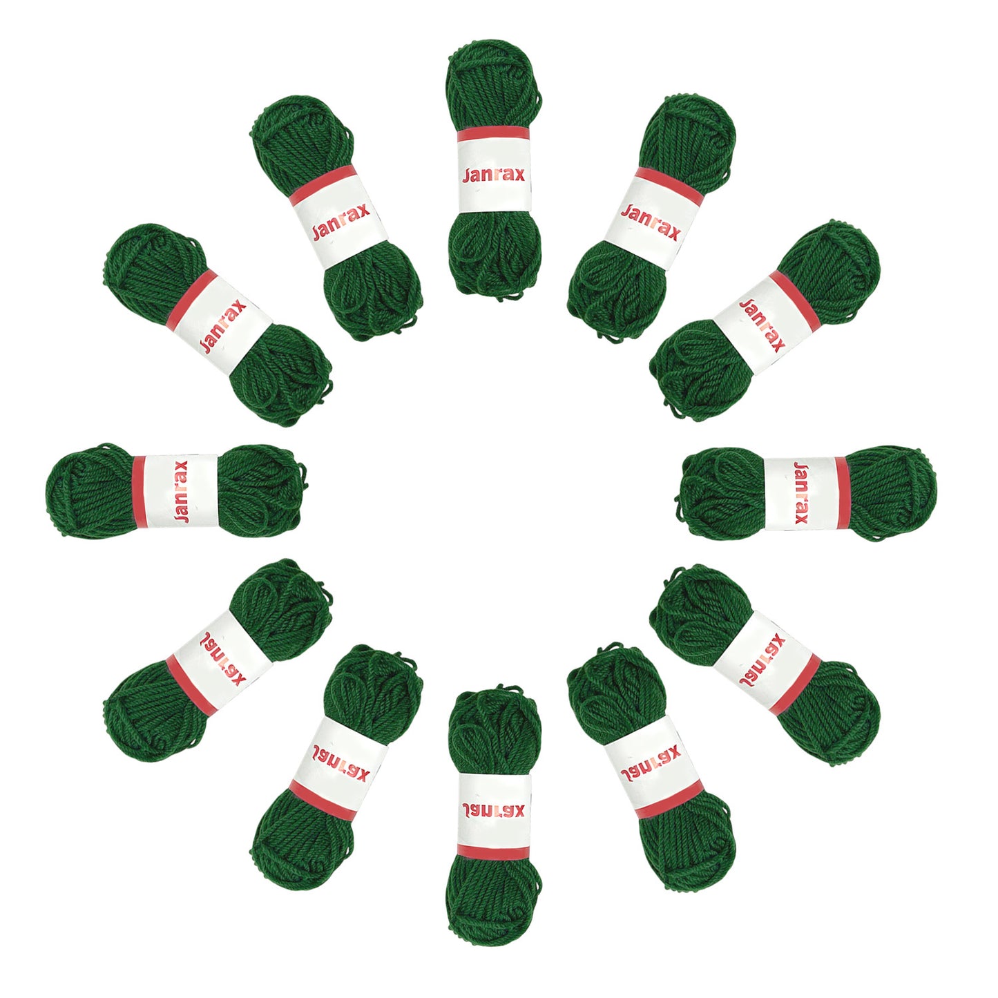 Pack of 10 Dark Green Acrylic Yarn Rolls – 10g each, 4 Strand 8 Ply Knitting Wool