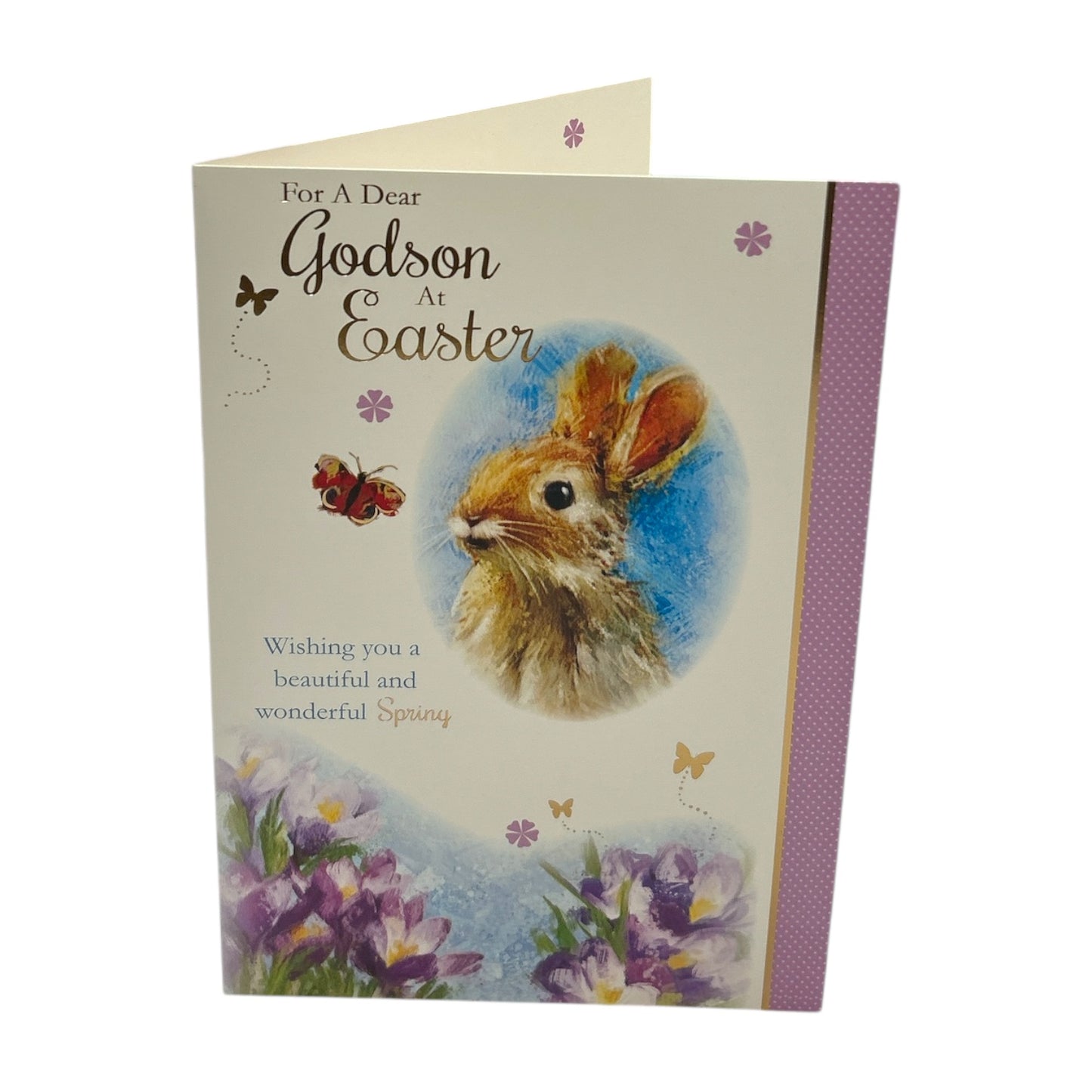 For A Dear Godson Cute Rabbit Floral Design Easter Card