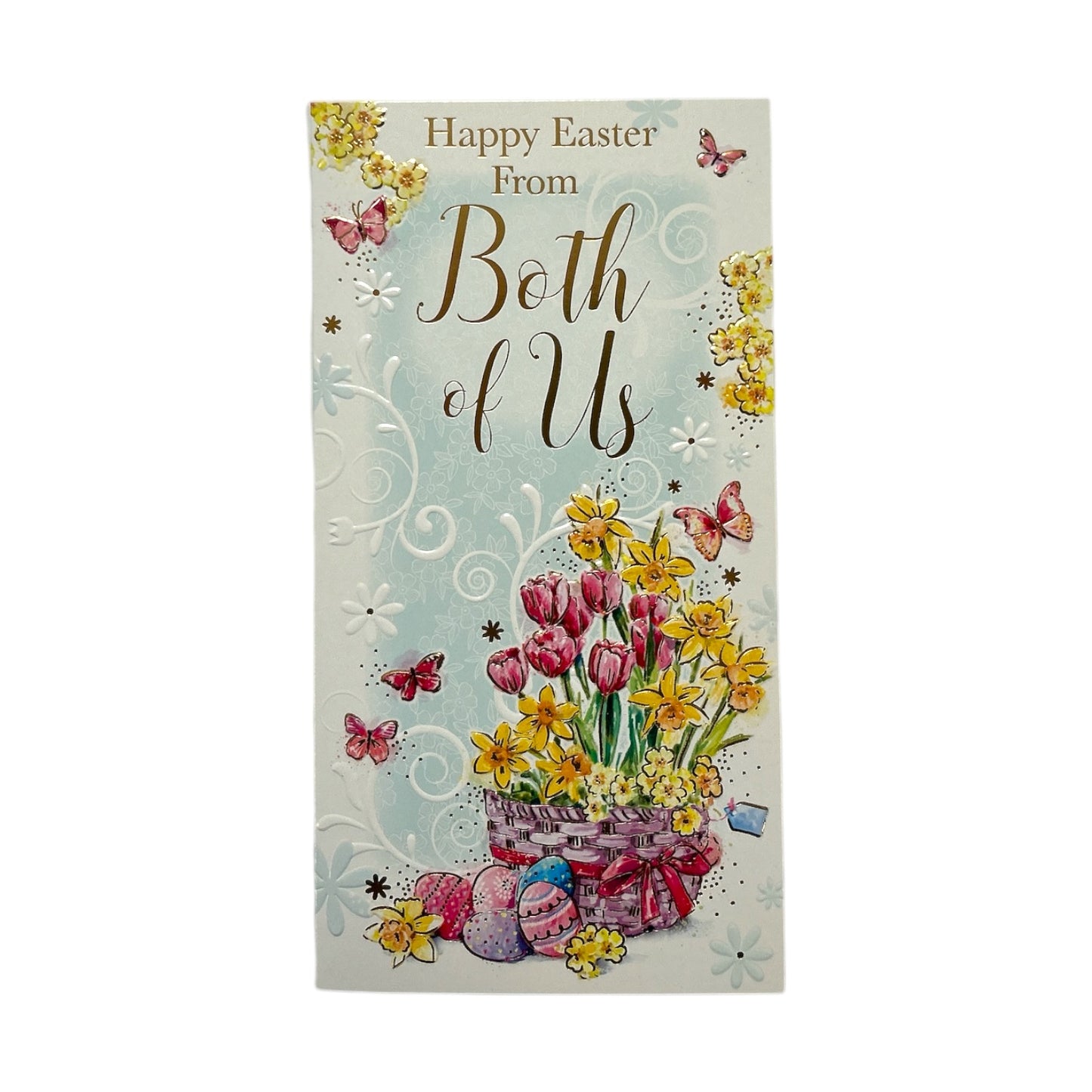 From Both Of Us Basket of Flowers and Eggs Design Easter Card