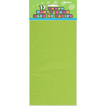 Pack of 12 Lime Green Paper Party Bags
