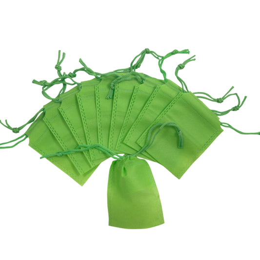 Pack of 25 Light Green Coloured 12x9cm Non-Woven Drawstring Bags