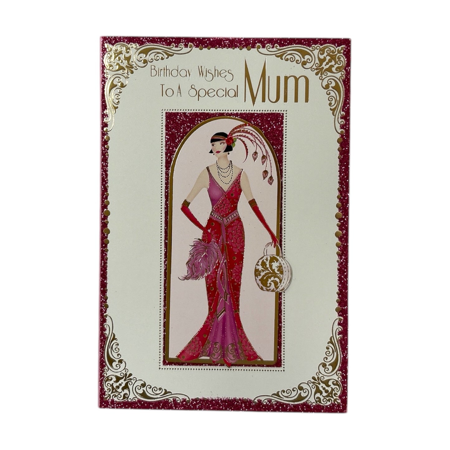 To My Mum Lady in Red Dress Design Birthday Card
