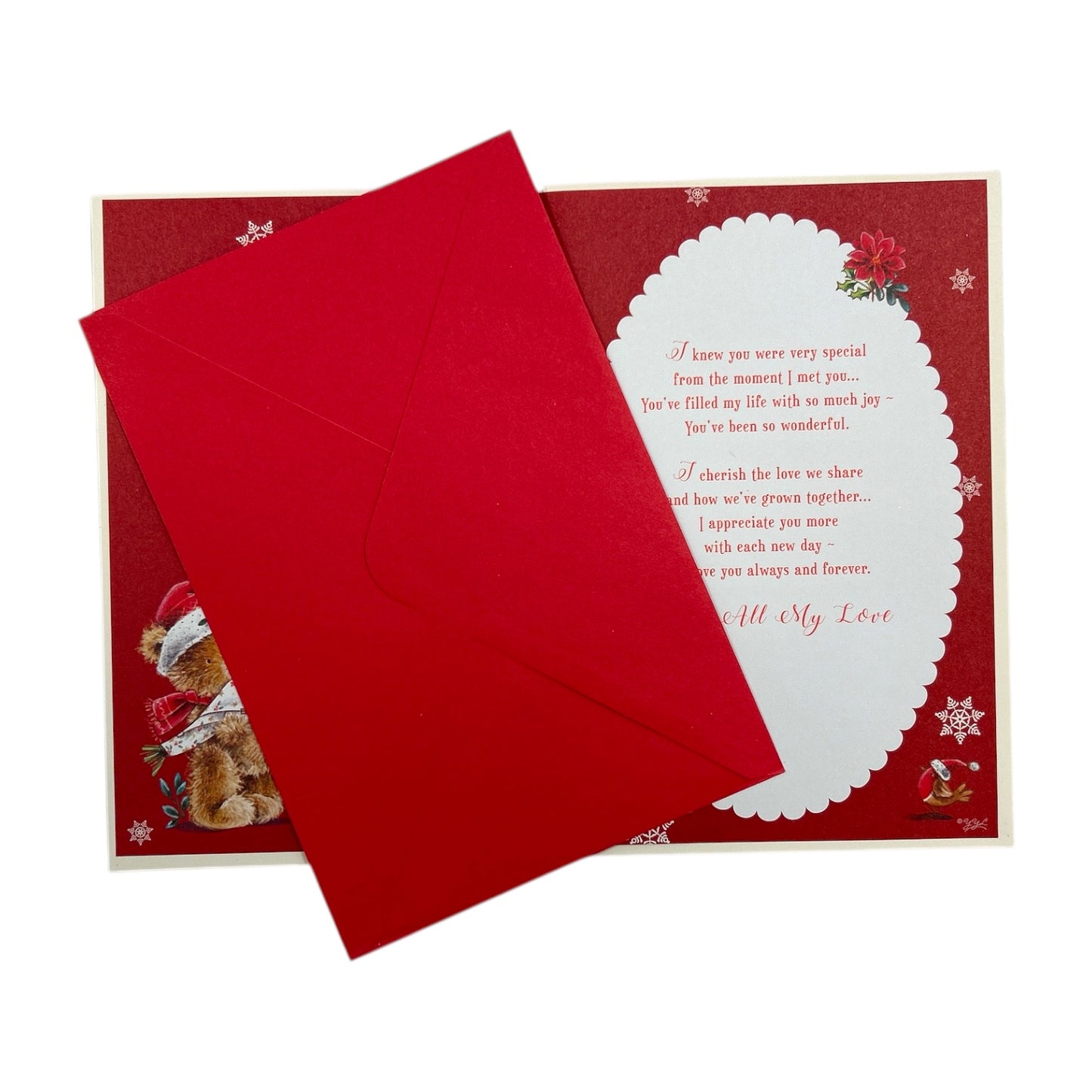 Cute Teddy and Festive Wishes With Love To My Partner Christmas Card
