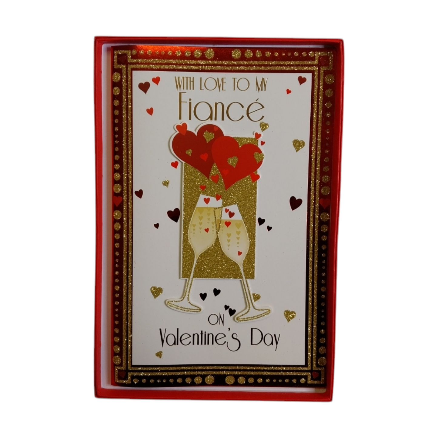 To Fiance Cheers Champagne Glass Design Boxed Valentine's Day Card