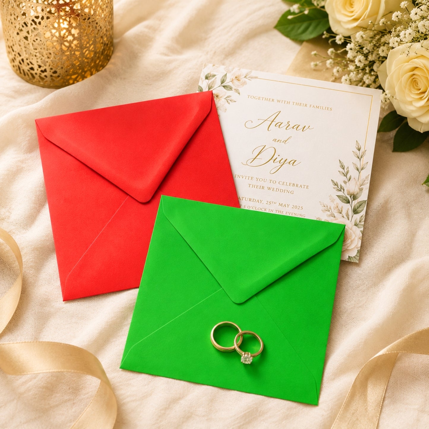 Pack of 50 Vivid Green 130x130mm Gummed Envelopes