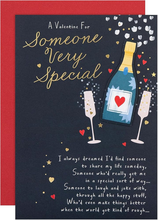 Champagne Bottle & Glasses Design Someone Special Valentine's Day Card