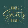 Pack of 20 Modern Christmas "Making Spirits Bright" Beverage Napkins