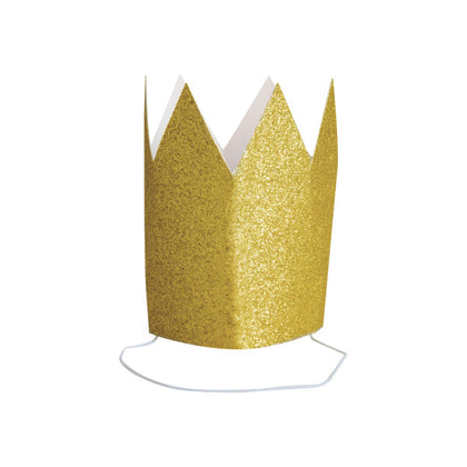 Pack of 4 Mini Gold Glitter Paper Crowns