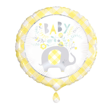 Yellow Floral Elephant Round Foil Balloon 18