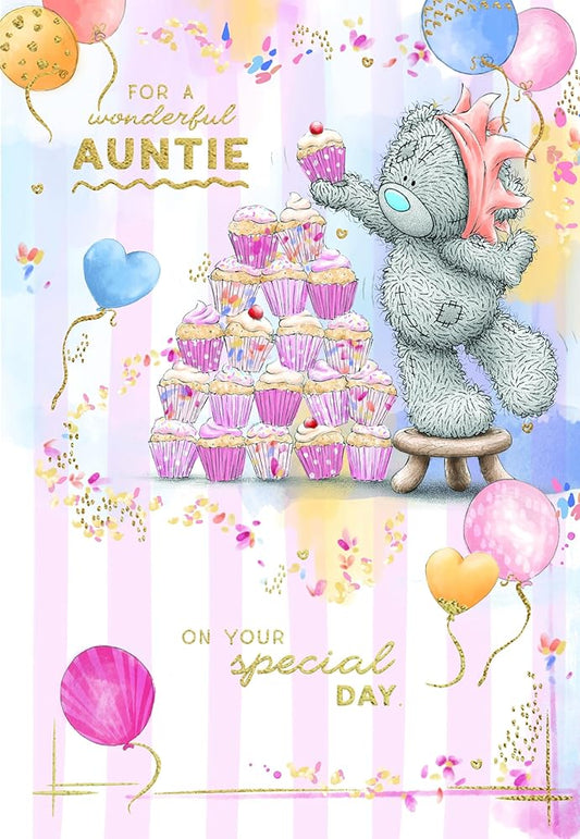 Bear Stacking Cupcakes Wonderful Auntie Birthday Card