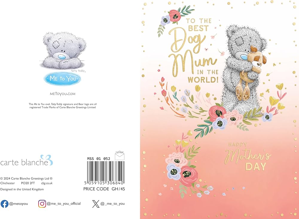 Bear and Flowers From The Dog Mother's Day Card