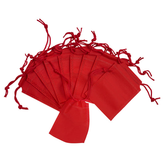 Pack of 25 Red Coloured 12x9cm Non-Woven Drawstring Bags