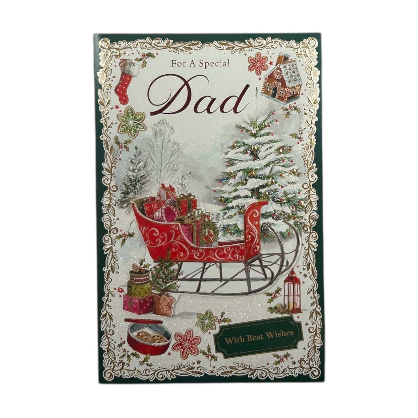 For a Special Dad Sleigh with Gifts Christmas Card