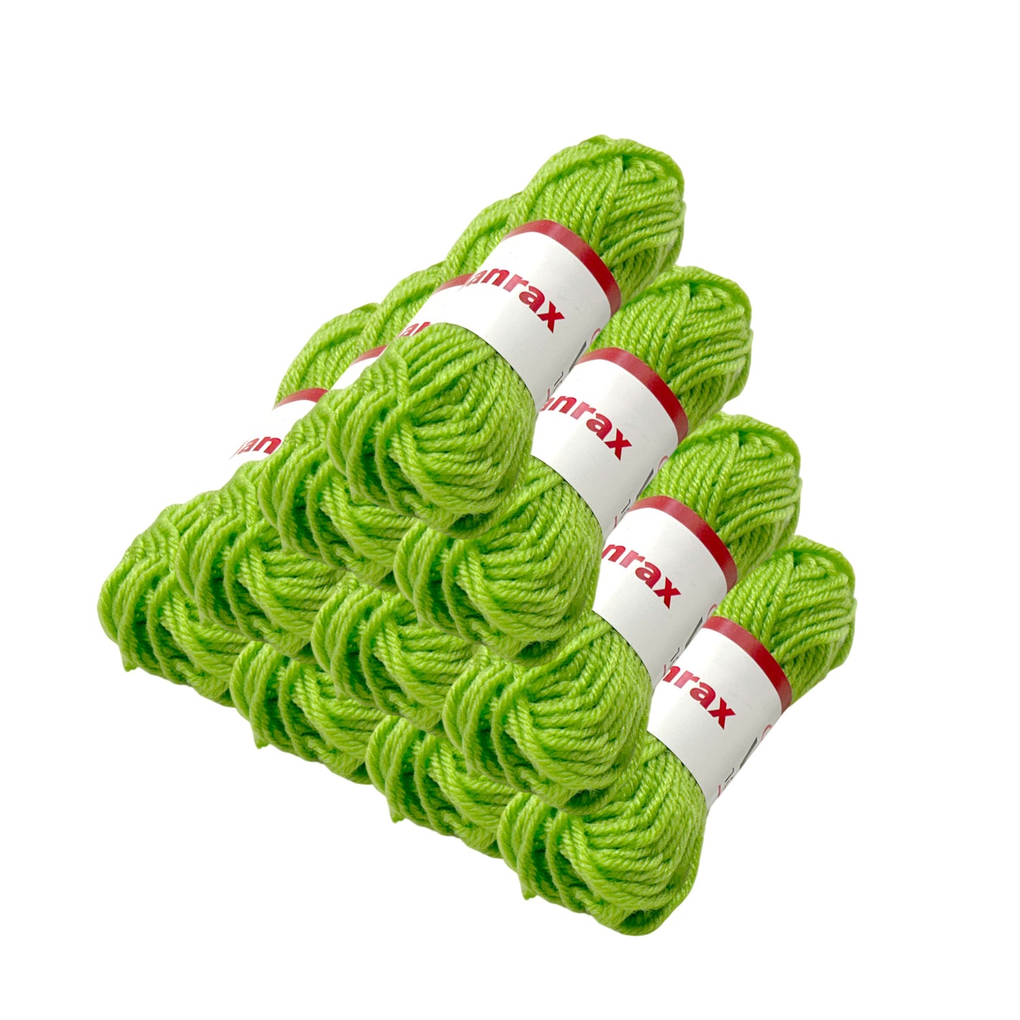 Pack of 10 Light Green Acrylic Yarn Rolls – 10g each, 4 Strand 8 Ply Knitting Wool