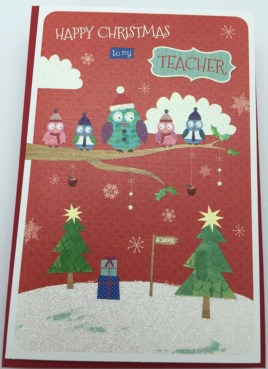  To My Teacher  Christmas Card Cute 6 Cards