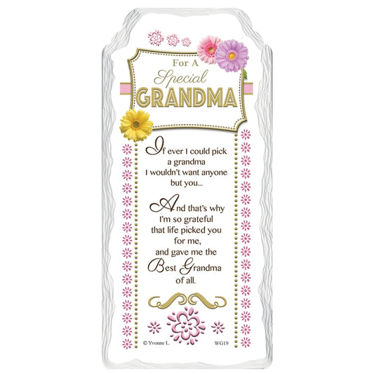 For a Special Grandma Sentimental Handcrafted Ceramic Plaque