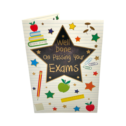 Well Done On Passing Your Exams Multi Stars Foil Finished Design Congratulations Card