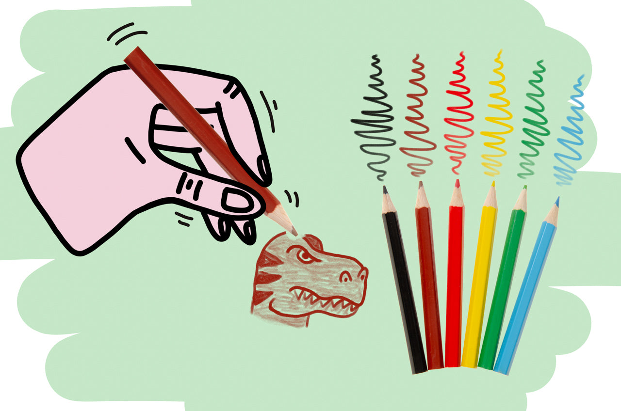 6 Pieces Dinosaur Colored Pencils 9cm