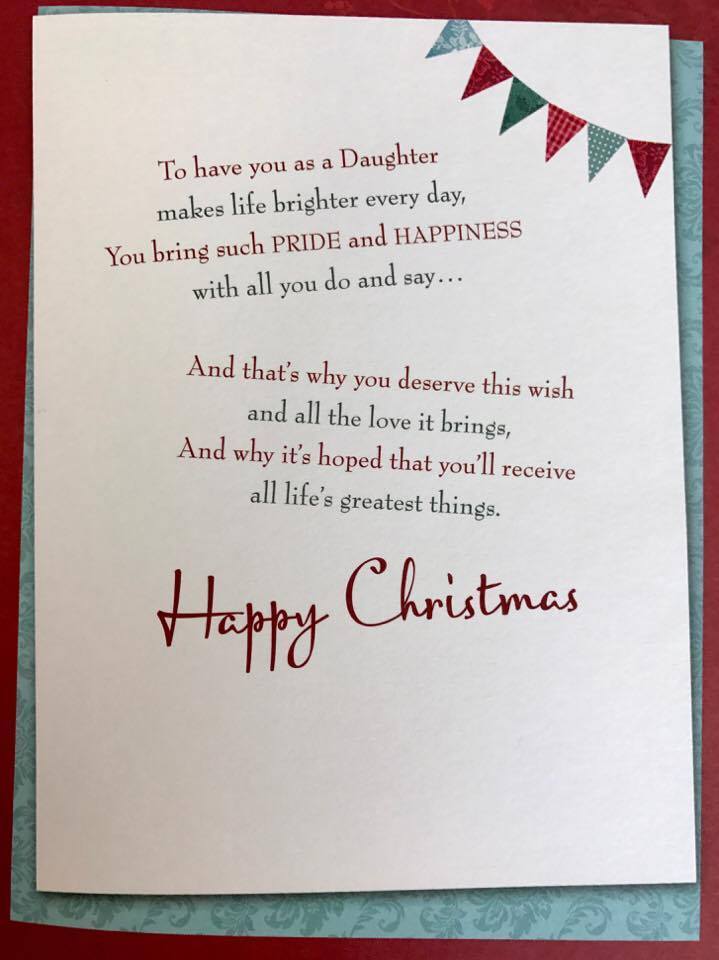 Nice Verse Colourful Glitter New Flower & Gift Christmas Card - DAUGHTER 