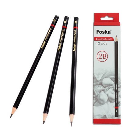 Pack of 12 6B Wooden Drawing Pencils