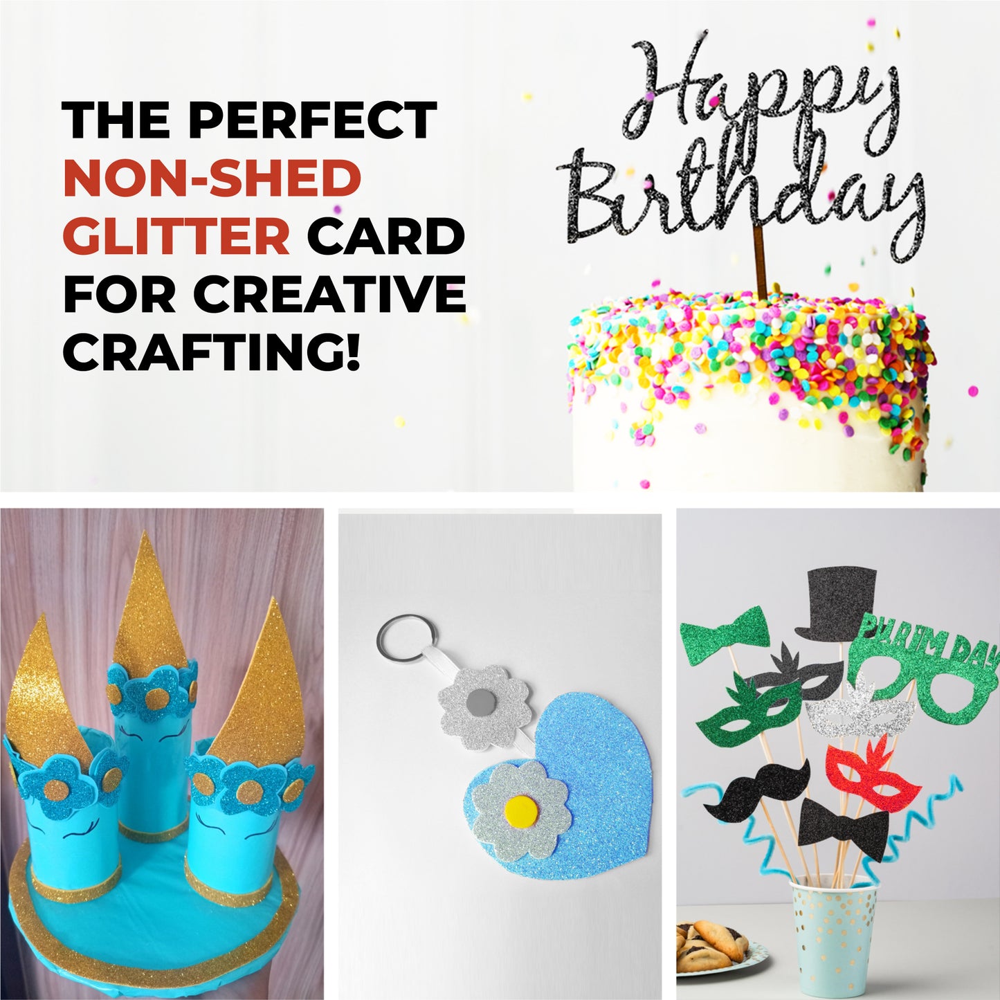 Pack of 10 A4 Black Coloured Glitter Card 230gsm Sheets