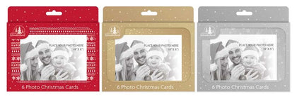 Single Pack of 6 Christmas Photo Frame Cards