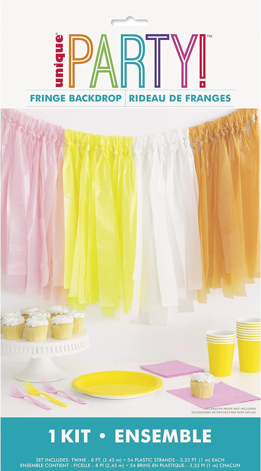 Spring Yellow, Pink, White & Orange Fringe Plastic Backdrop Kit
