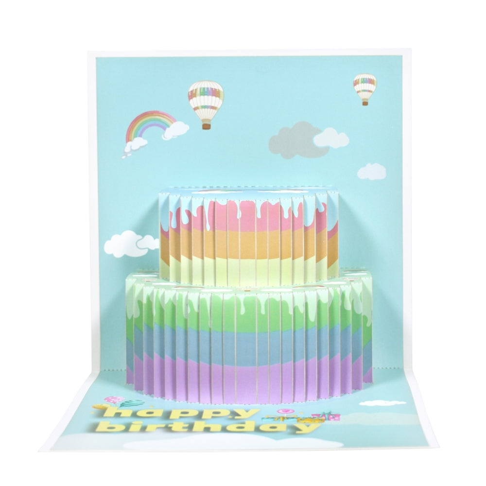 Rainbow Cake 3D Pop Up Birthday Card with Personalized Age Numbers