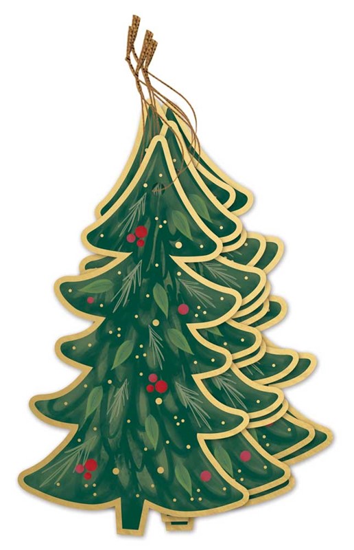 Pack of 8 Christmas Tree Shaped Tags