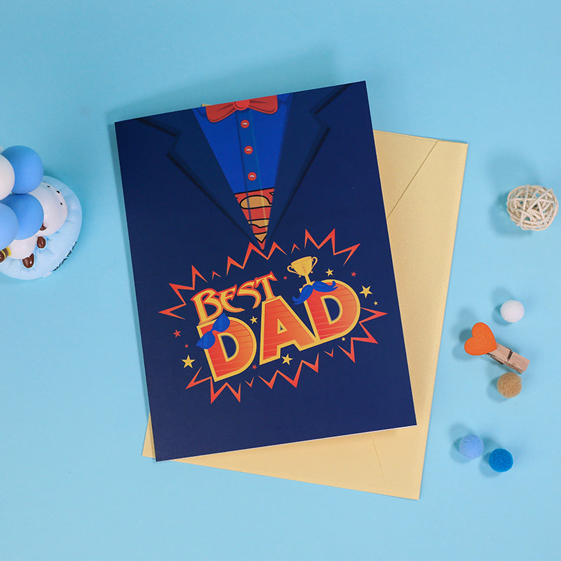 Best Dad Trophy 3D Pop Up Father's Day Card - Dad Birthday 