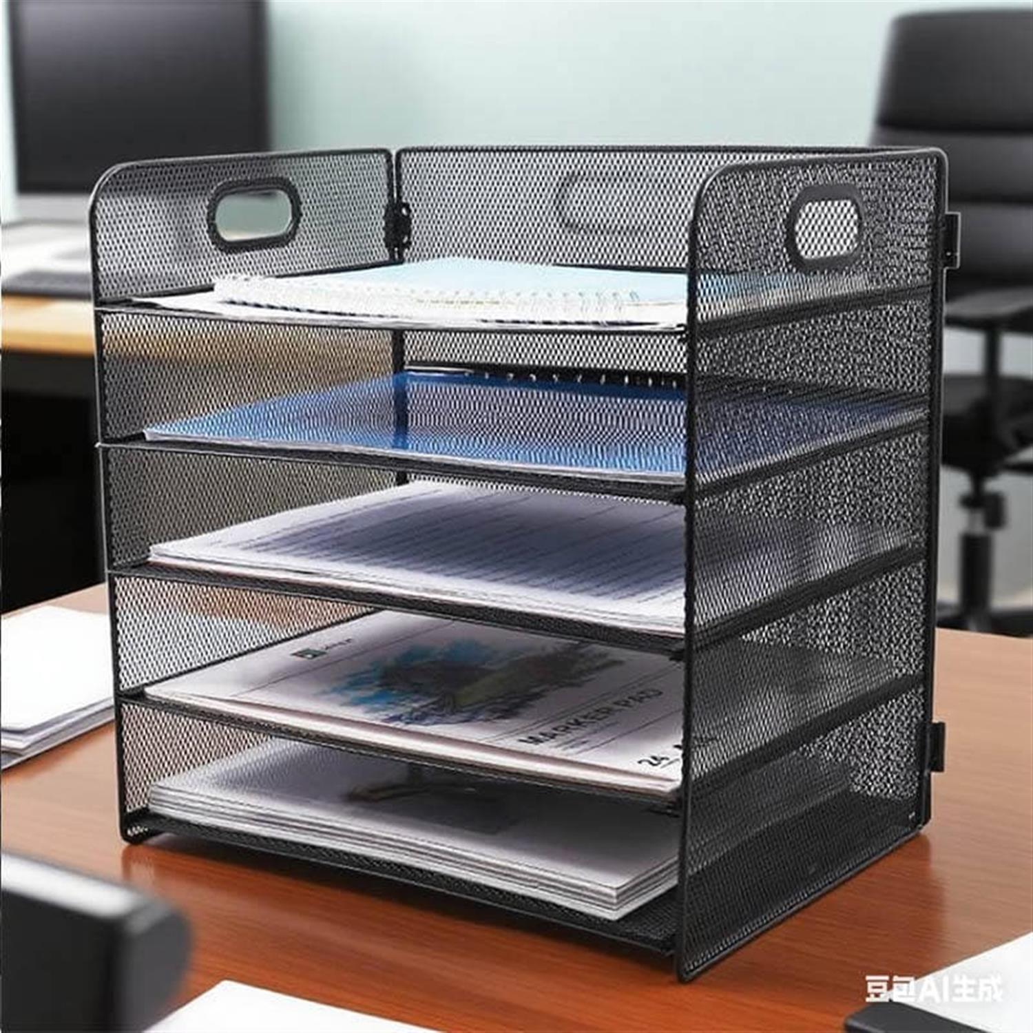 Iron Storage Rack Black Black Iron 5-layer Storage Basket Rack 33.2 x 23 x 33.5cm– Choice Wholesale