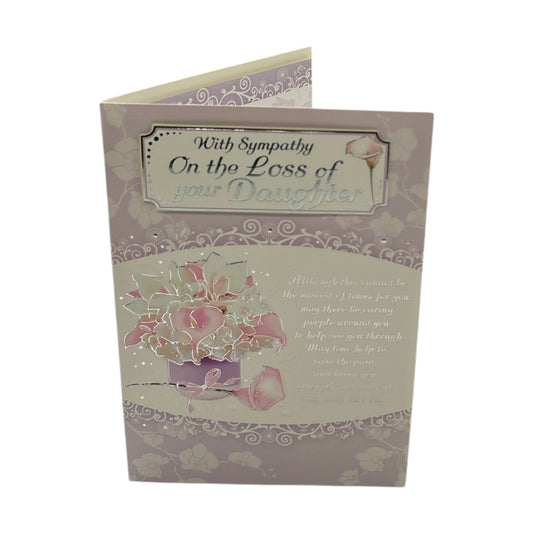 With Sympathy On Loss of Your Daughter Silver Foiled Card