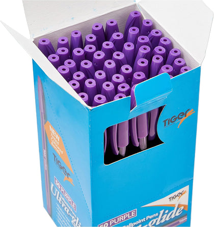 Box of 50 Purple Ultra Glide Ballpoint Pens