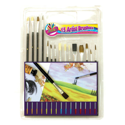 15 Pc wooden handle Paint Brushes