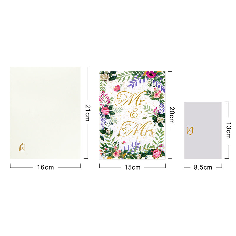 Mr & Mrs with Floral Accents Romantic Pop Up Wedding Congratulations Card