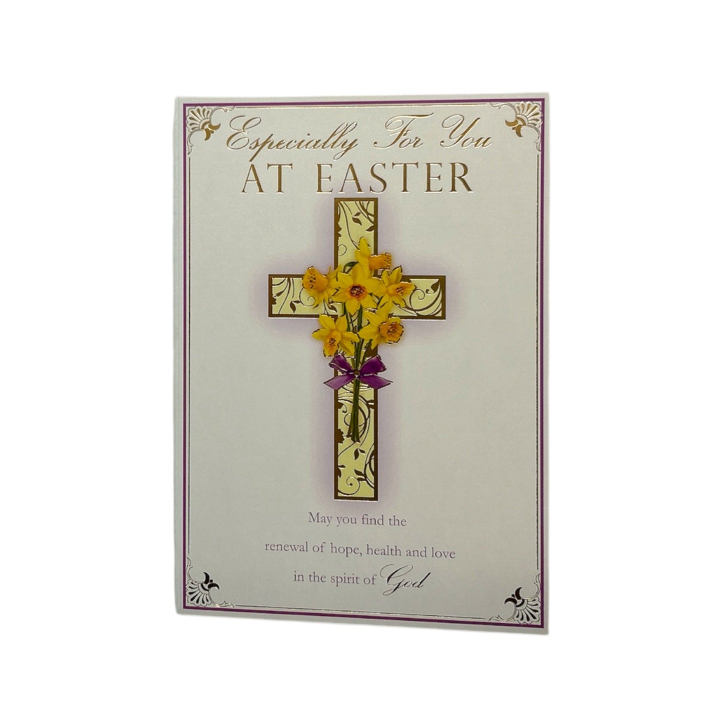 Especially For You Yellow Floral Cross Design Easter Card
