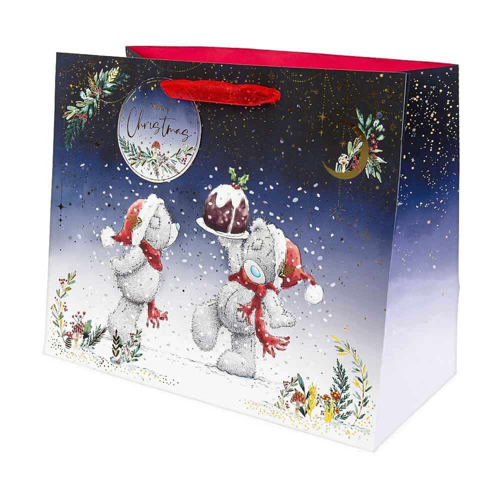 Bear with Pudding Large Christmas Gift Bag {DC}