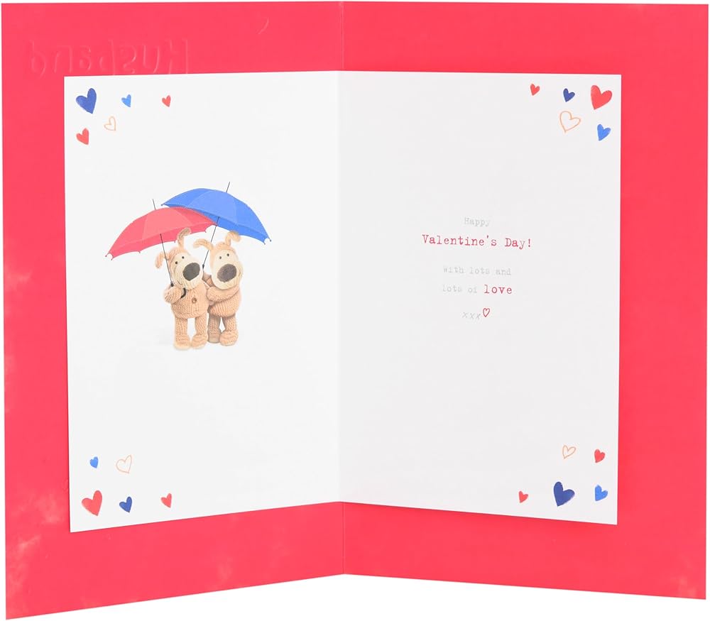 Boofles Under Umbrellas Husband Valentine's Day Card