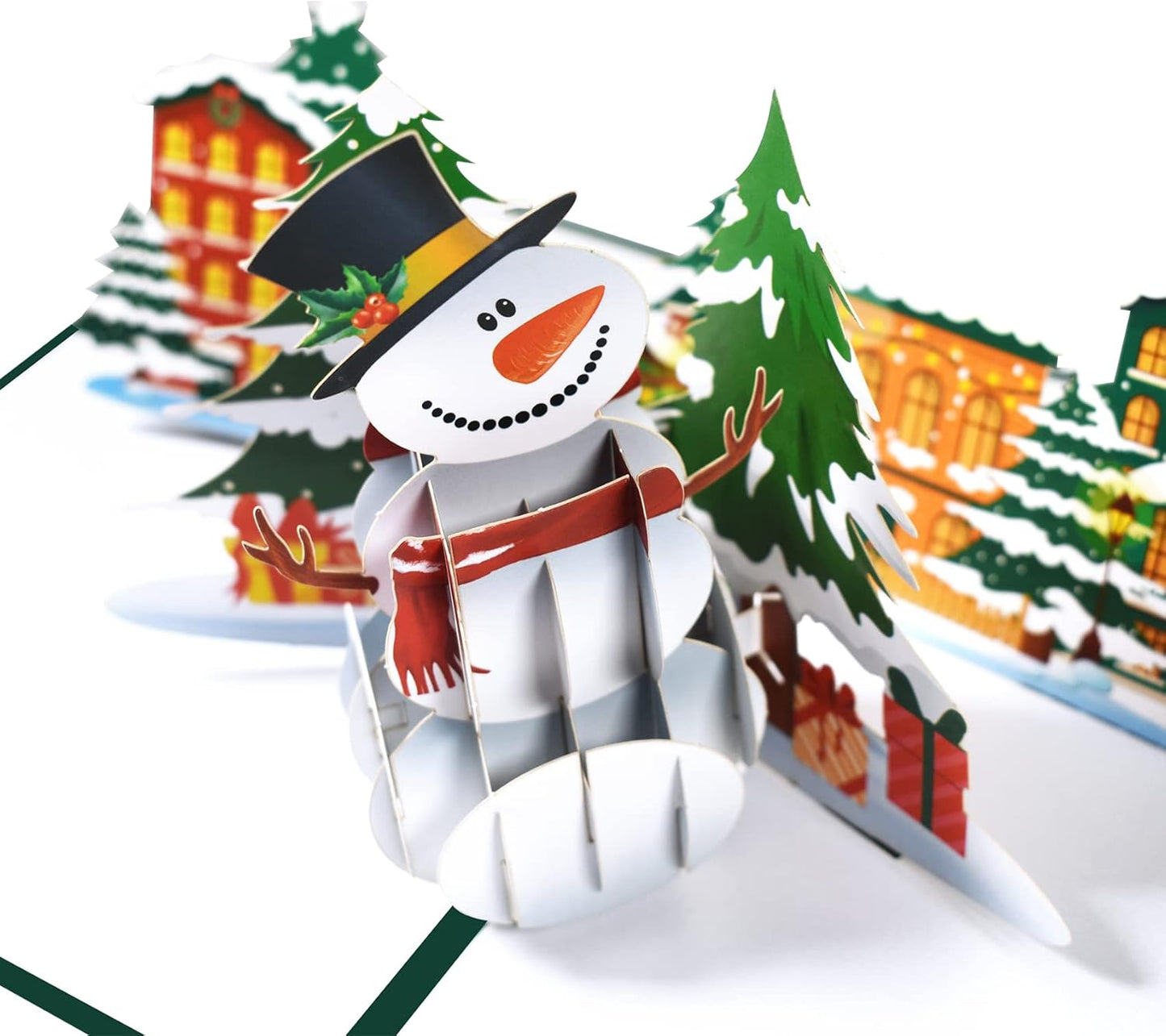 Snowman & Winter Village 3D Pop Up Christmas Card